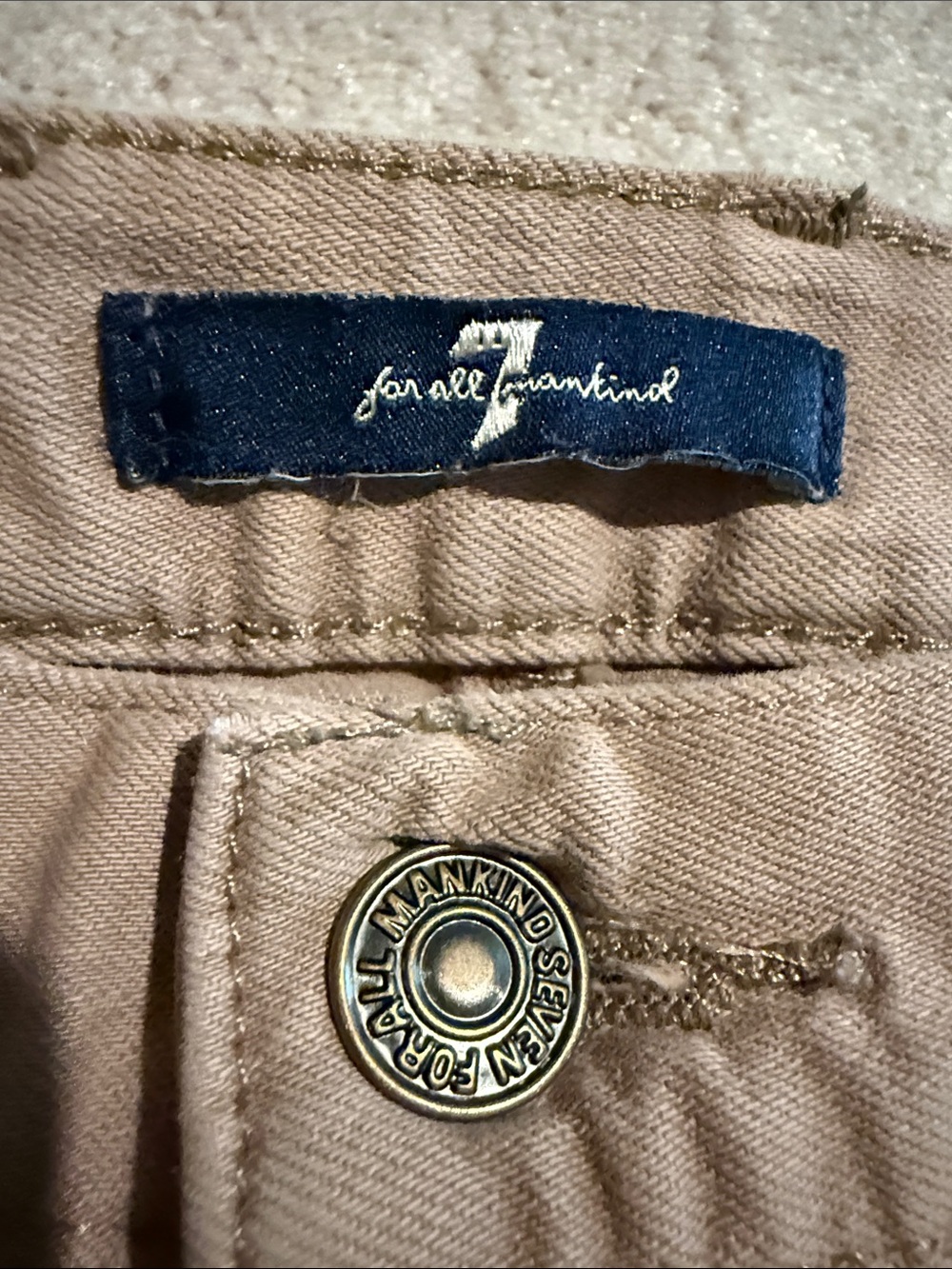 7 For All Mankind Tan Flat Front Chino Shorts - Picture 2 of 8